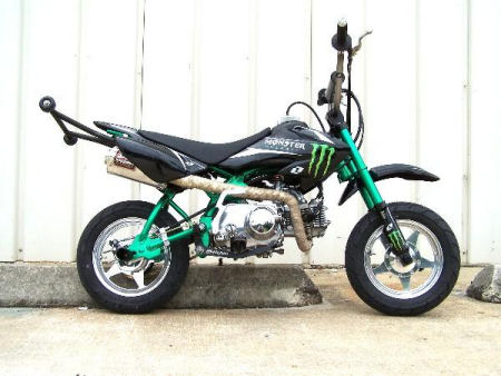 Metallic green stunt bike